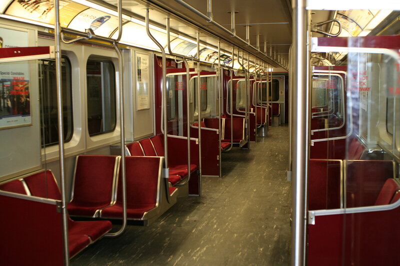 Empty subway car interior