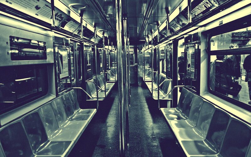 Empty Subway Car Interior — Black, Desolate