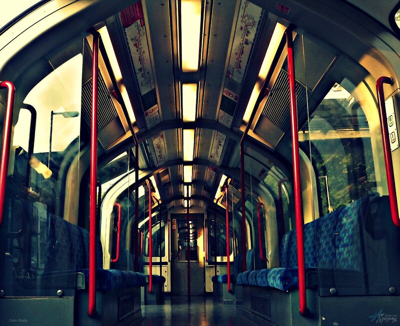 Empty Subway Car Interior — Blue