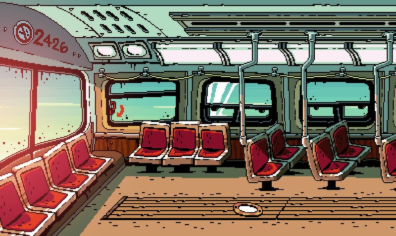 Empty Subway Car Interior — Red, Desolate