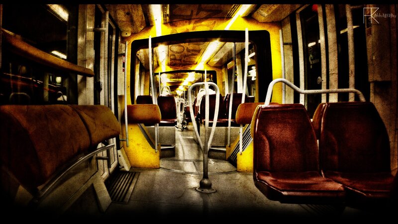 Empty Subway Car Interior — Yellow