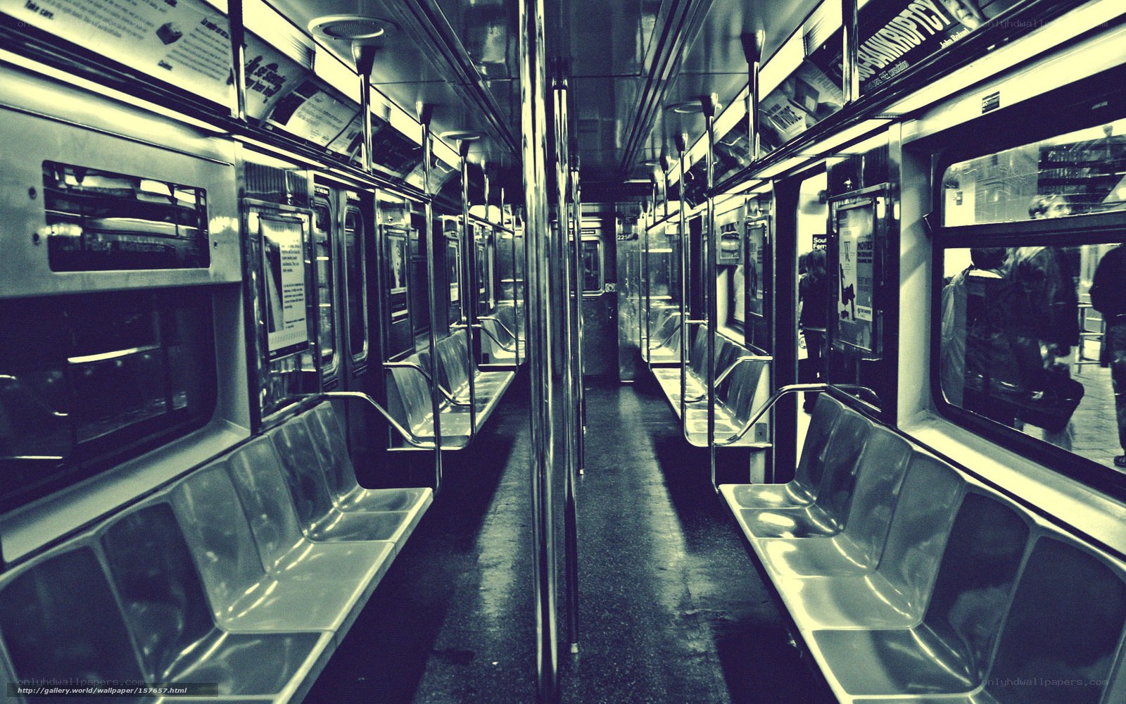 Empty subway car interior