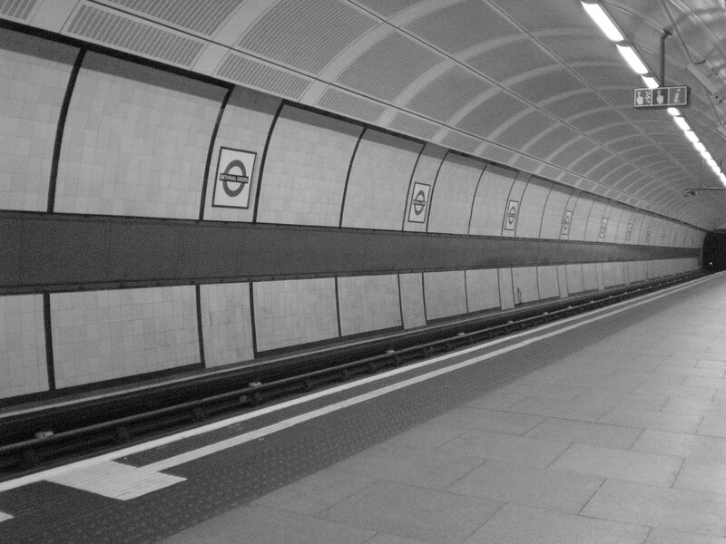 Empty subway platform at Bethnal Green