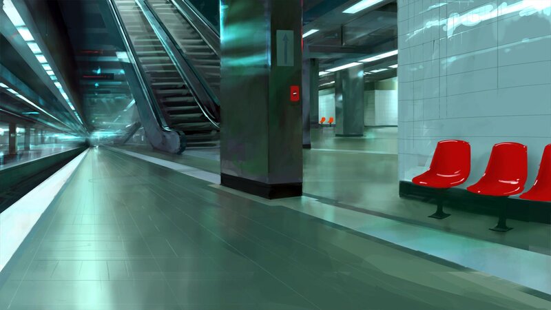 Empty Subway Platform — Gray, Serene