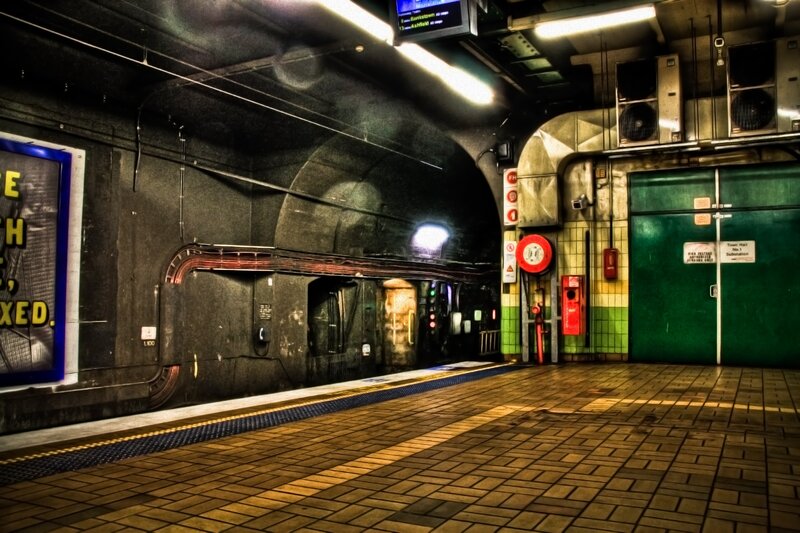 Empty subway station platform