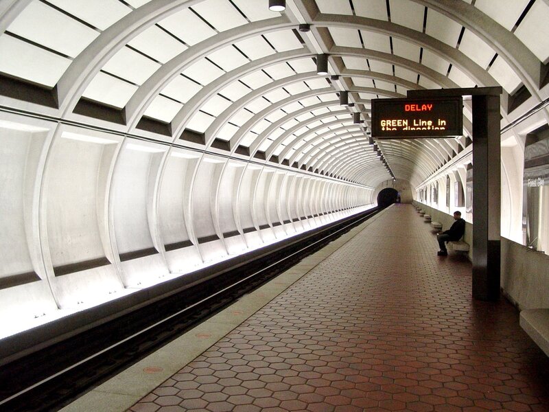 Empty subway station platform