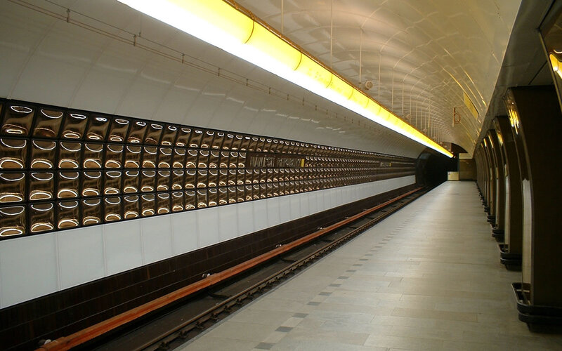 Empty subway station platform