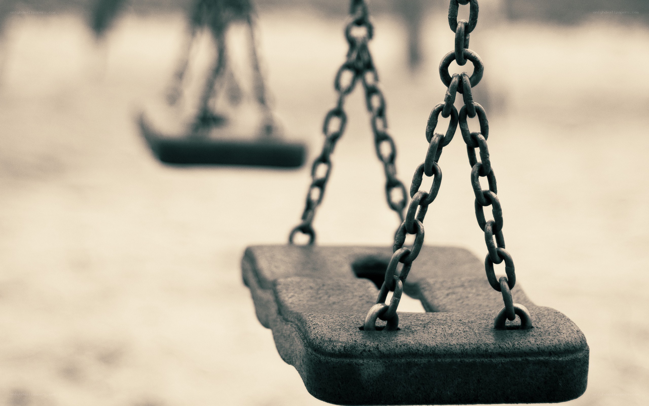 Empty swing in a quiet park