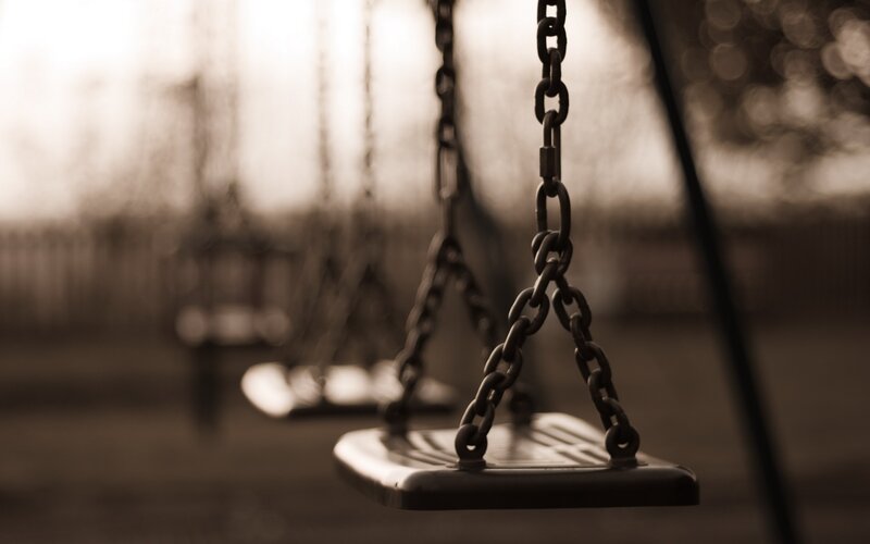 Empty Swing in Park — Brown, Melancholic
