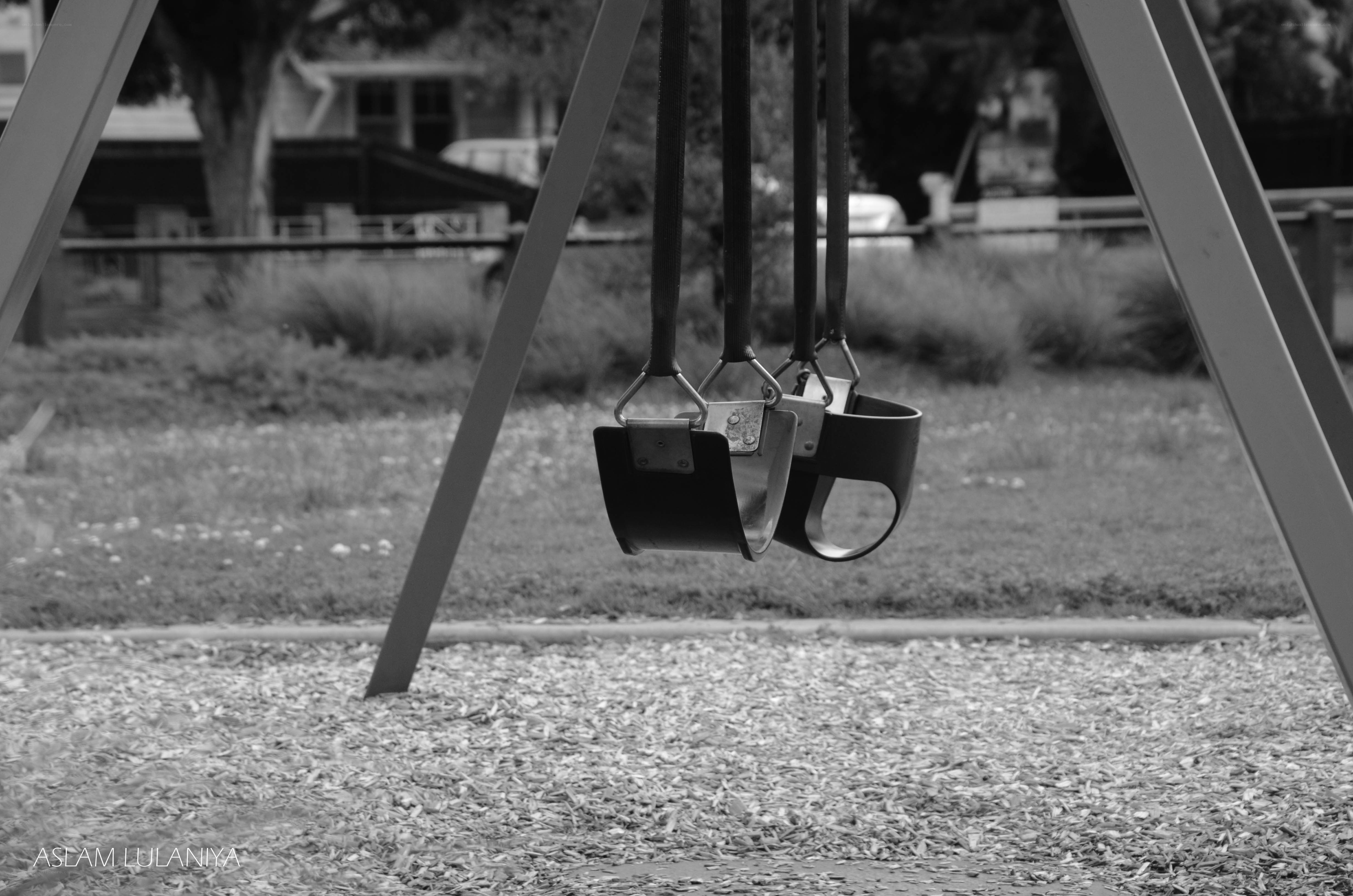 Empty swings at a playground