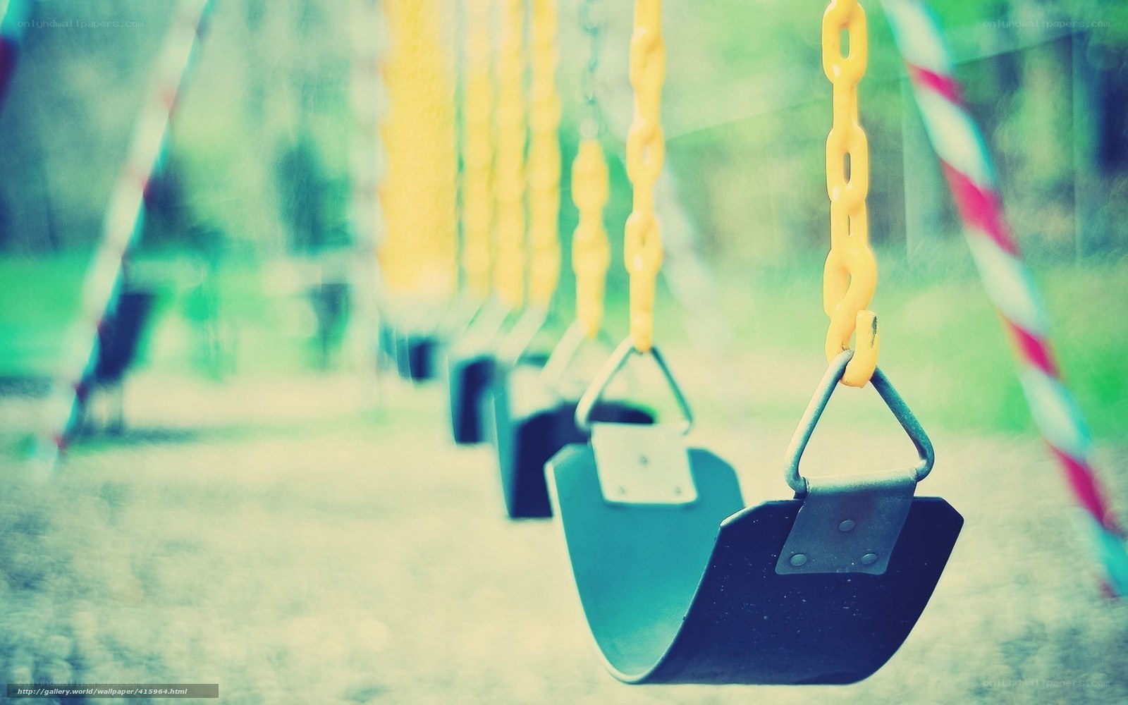 Empty swings in a park