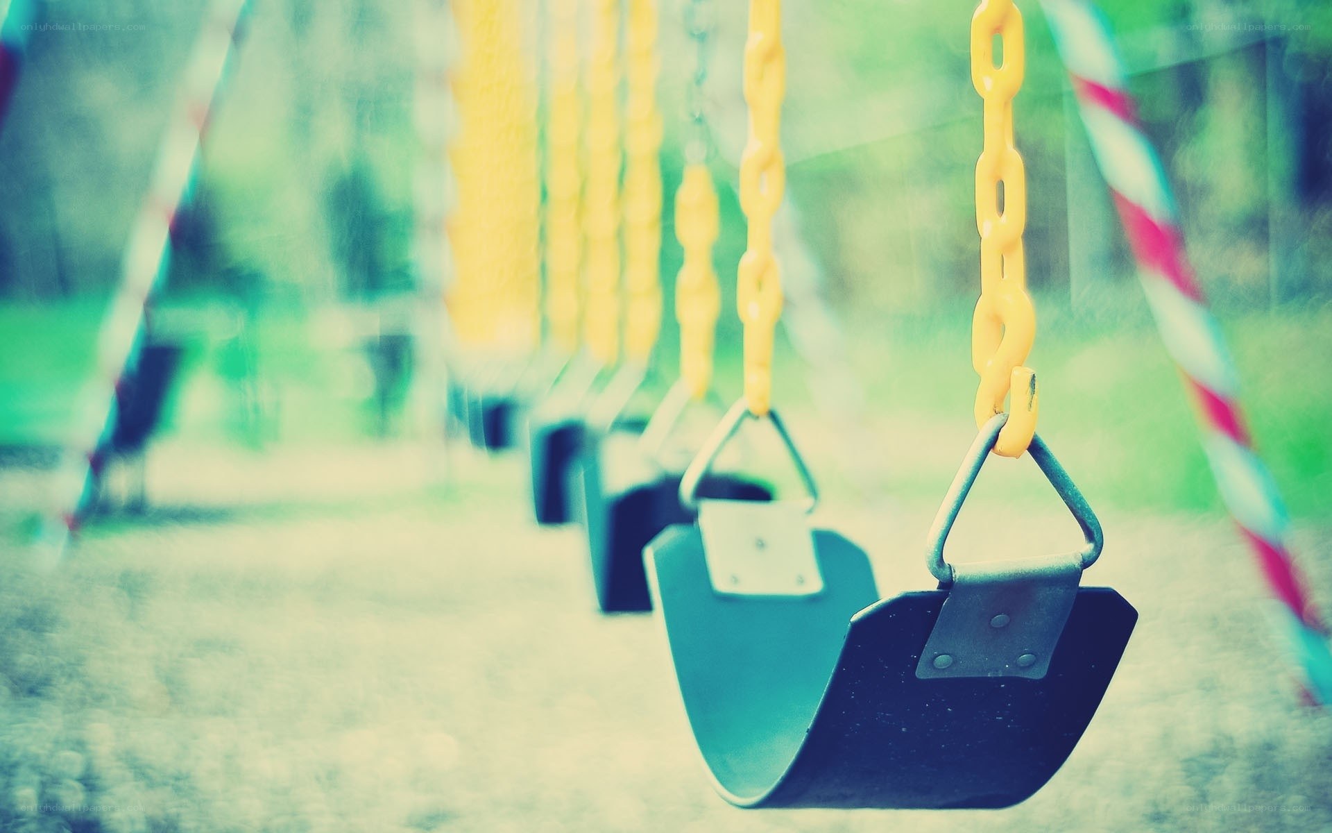 Empty swings in a park