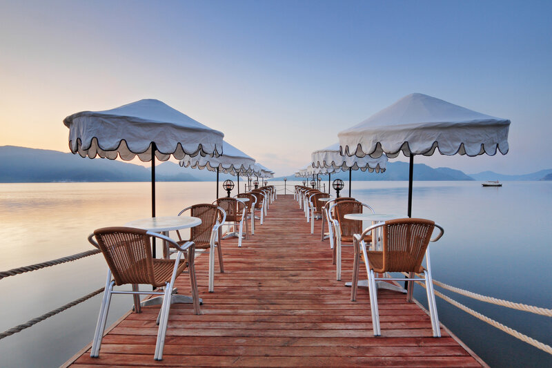 Empty Tables on Pier