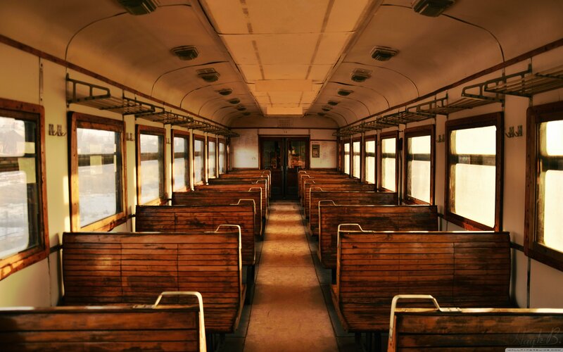 Empty Train Car Interior — Brown