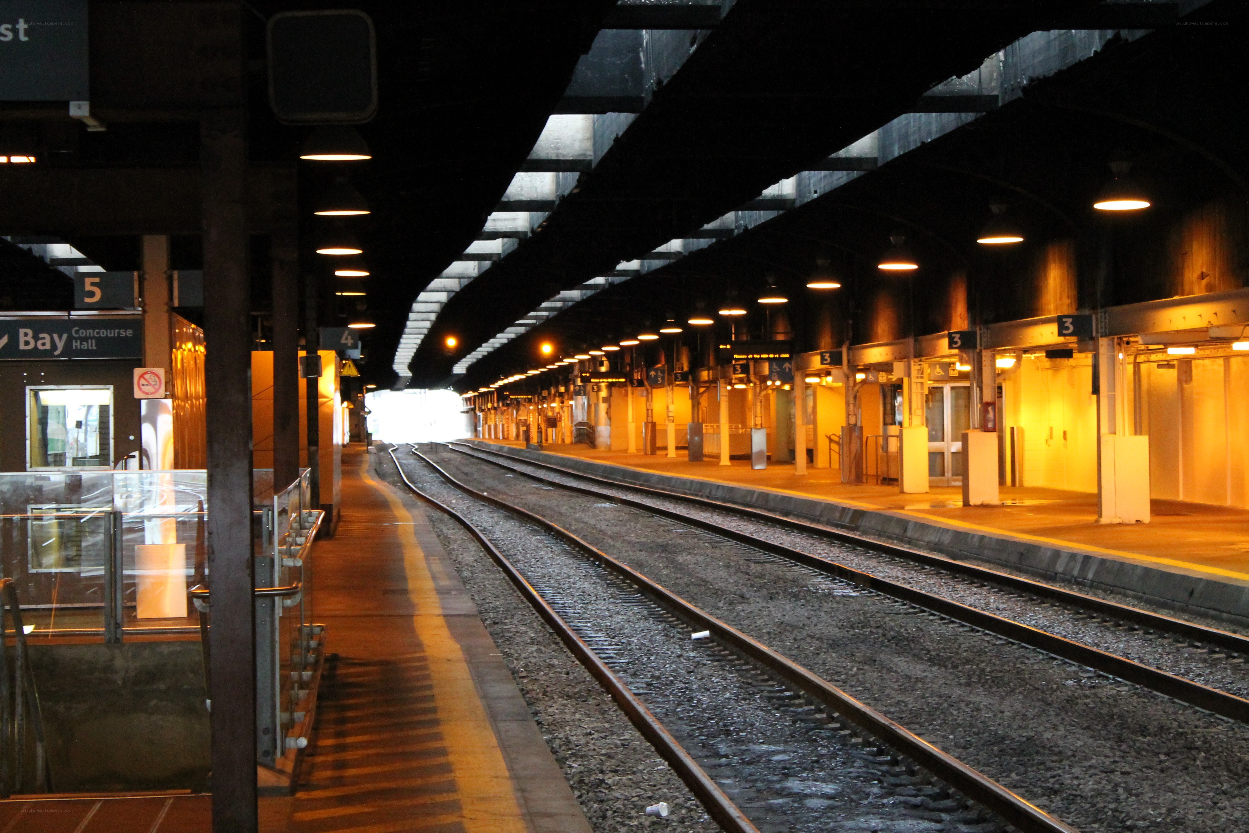 Empty train station at night