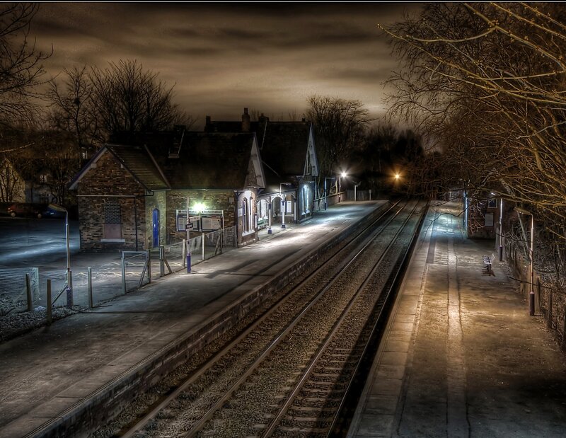 Empty Train Station at Night — Brown