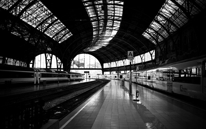 Empty Train Station — Black, Dramatic