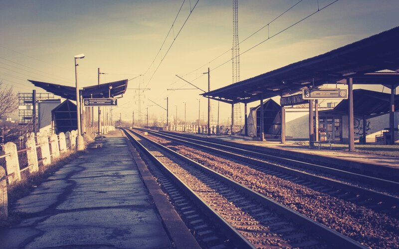 Empty Train Station — Blue, Serene, Afternoon, Photograph