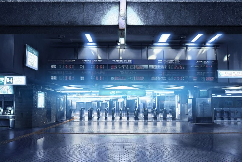 Empty Train Station — Blue, Serene, Night
