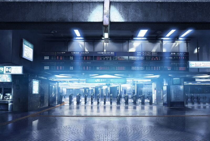 Empty Train Station — Blue, Serene