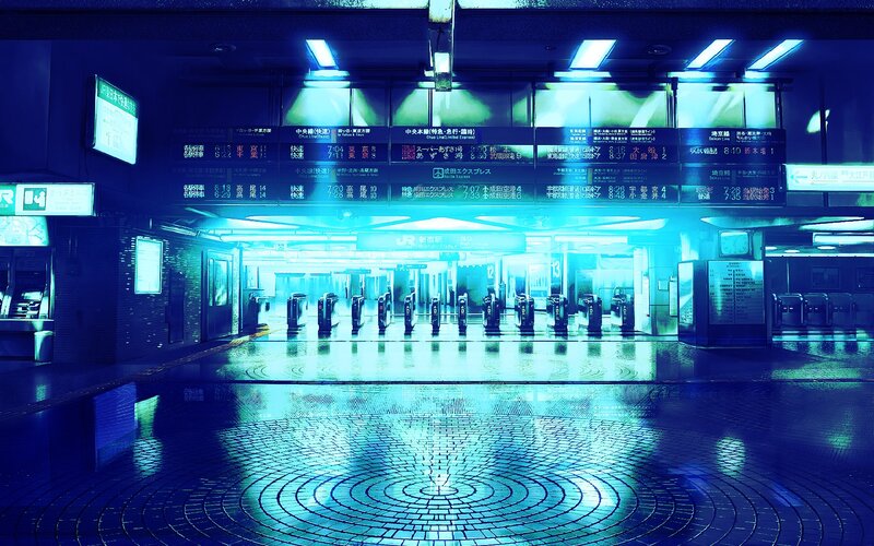 Empty Train Station — Blue