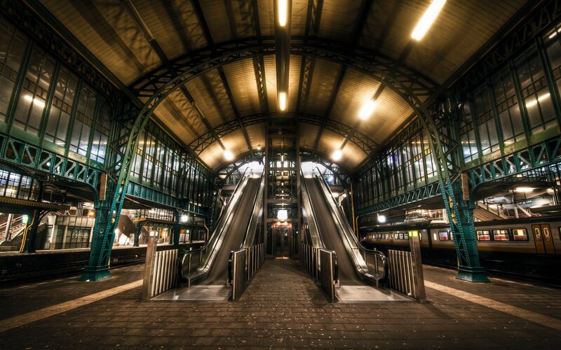 Empty Train Station — Brown, Dramatic, Night
