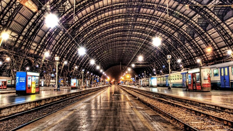 Empty Train Station — Gray, Dramatic, Night, Photograph