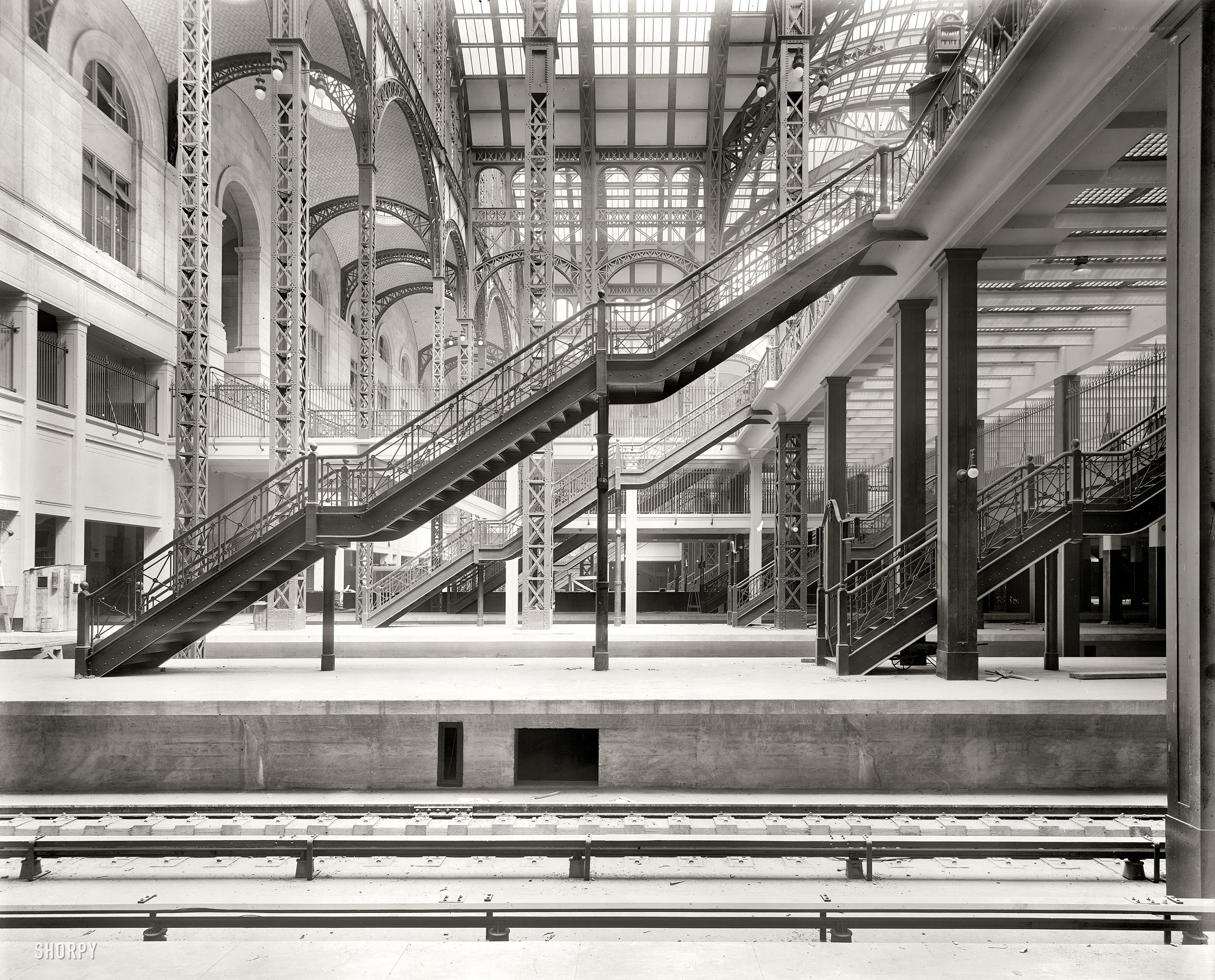 Empty train station interior