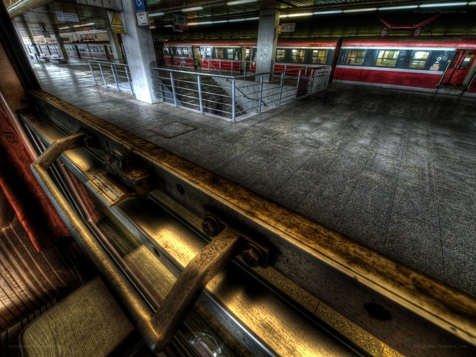 Empty train station platform