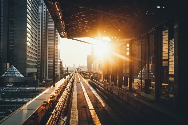 Empty Train Station Platform — Gold