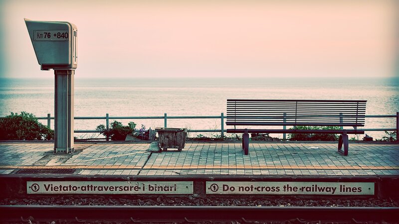 Empty Train Station Platform — Pink