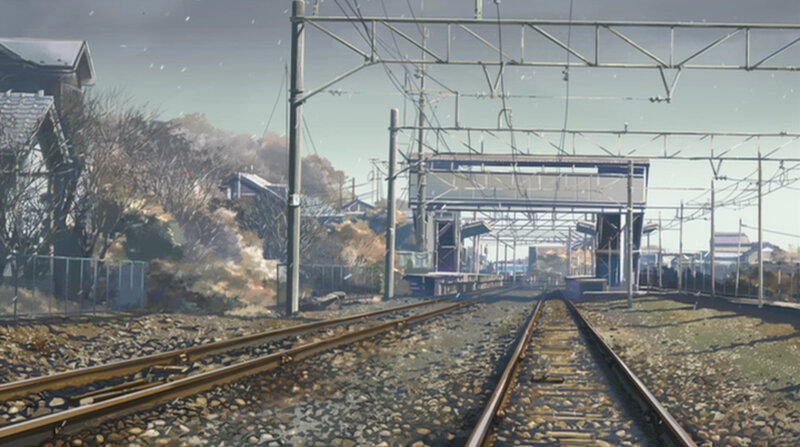 Empty train tracks at a station