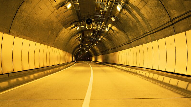Empty Tunnel Interior — Yellow