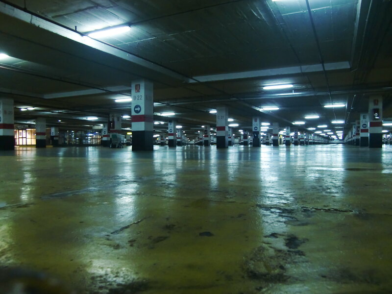 Empty underground parking garage
