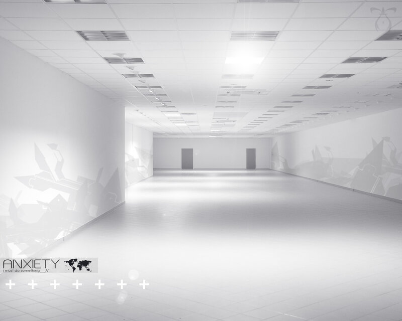Empty white room with shadows