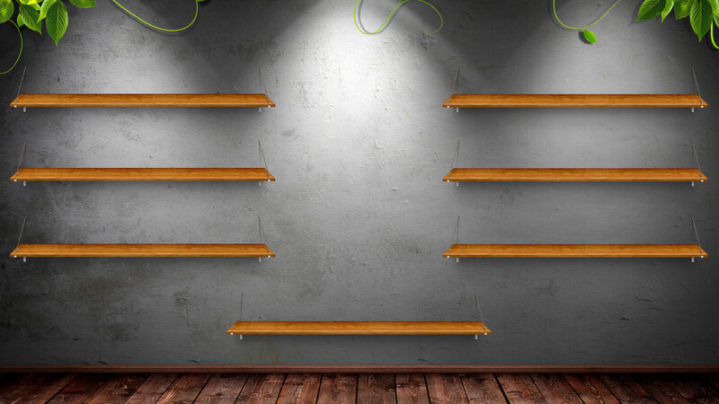 Empty Wooden Shelves — Brown