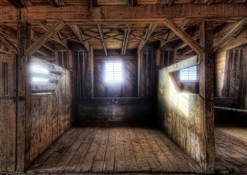 empty wooden stable interior