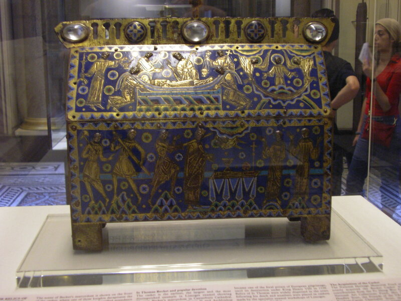 Enamel reliquary in museum