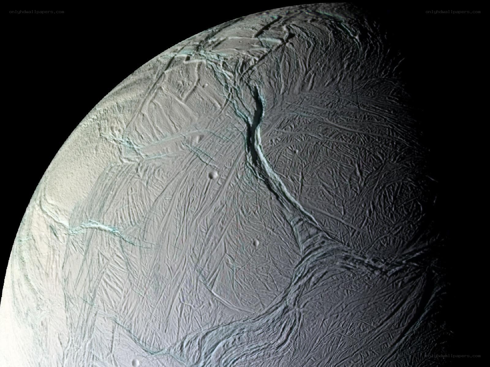 Enceladus surface with cracks