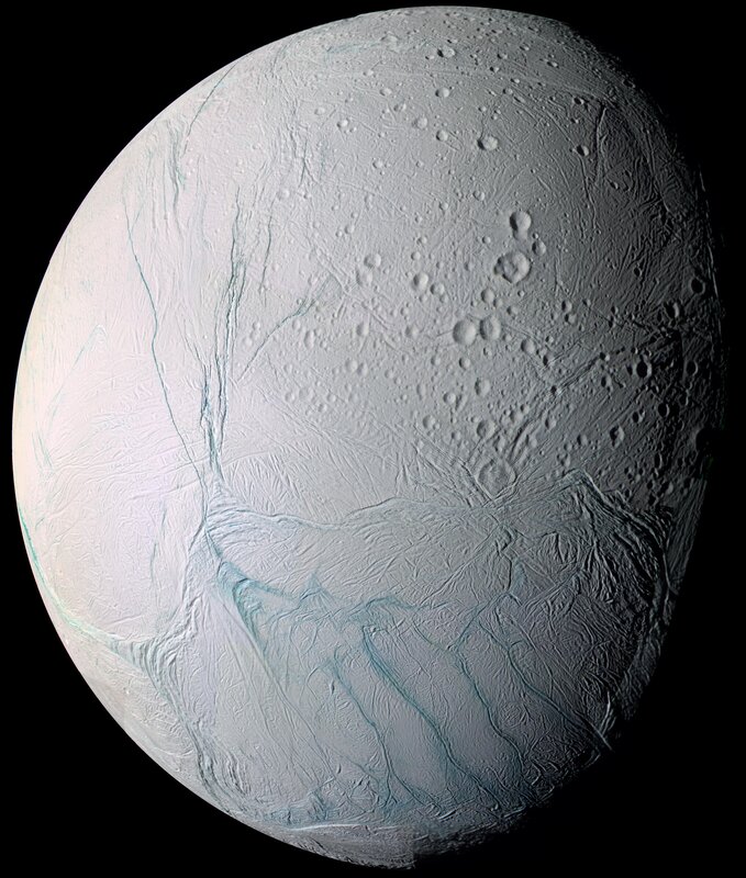 Enceladus surface with cracks
