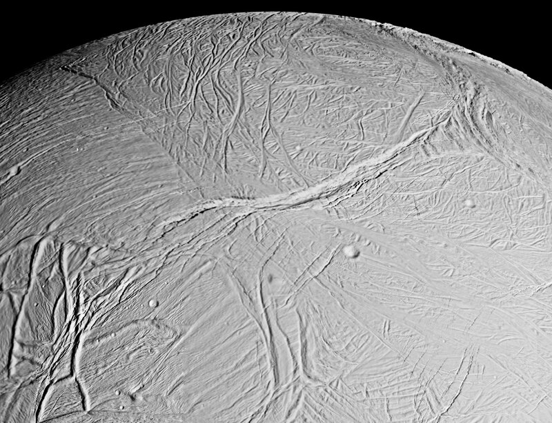 Enceladus surface with cracks