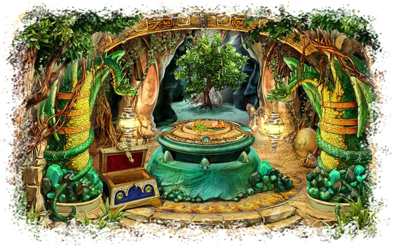 Enchanted Cave with Treasure