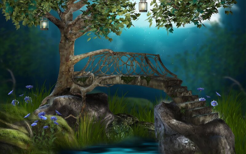 enchanted forest bench