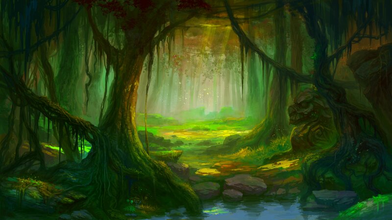 Enchanted Forest Clearing — Green, Serene