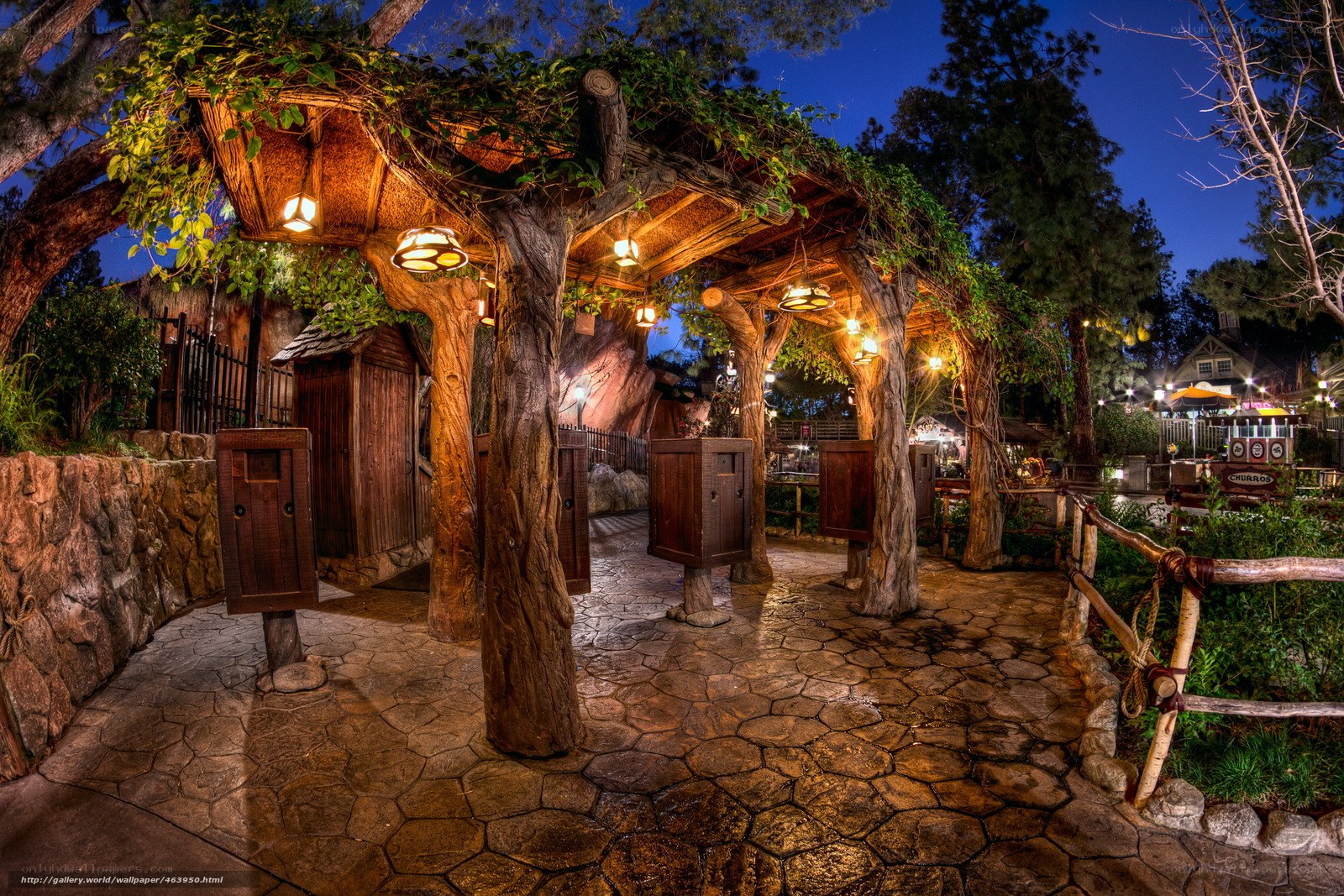 enchanted forest entrance at dusk