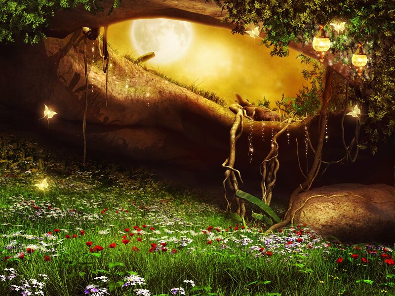 Enchanted Forest Glade — Green, Serene, Night