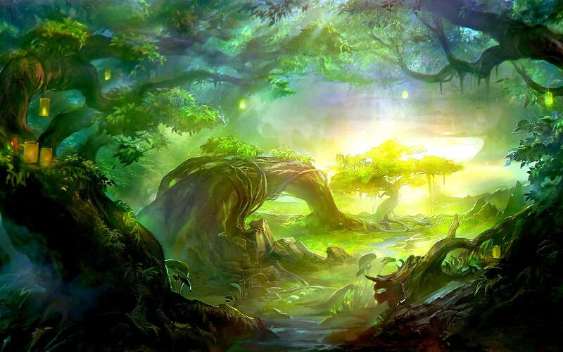 Enchanted Forest Landscape — Green