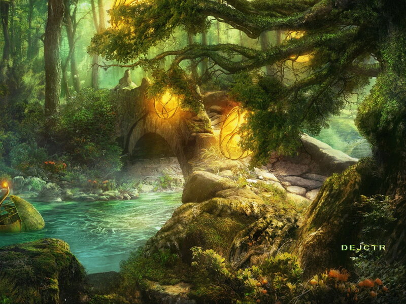 Enchanted Forest River — Green, Serene
