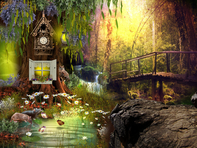 Enchanted Forest Scene — Green, Serene, Afternoon