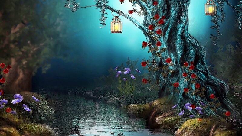 Enchanted Forest Stream — Blue